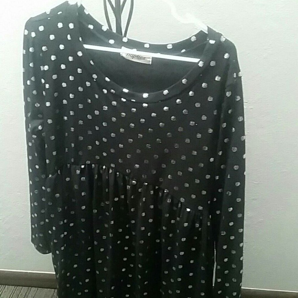 COPY - BLACK AND SILVER METALLIC DOT PRINT DRESS